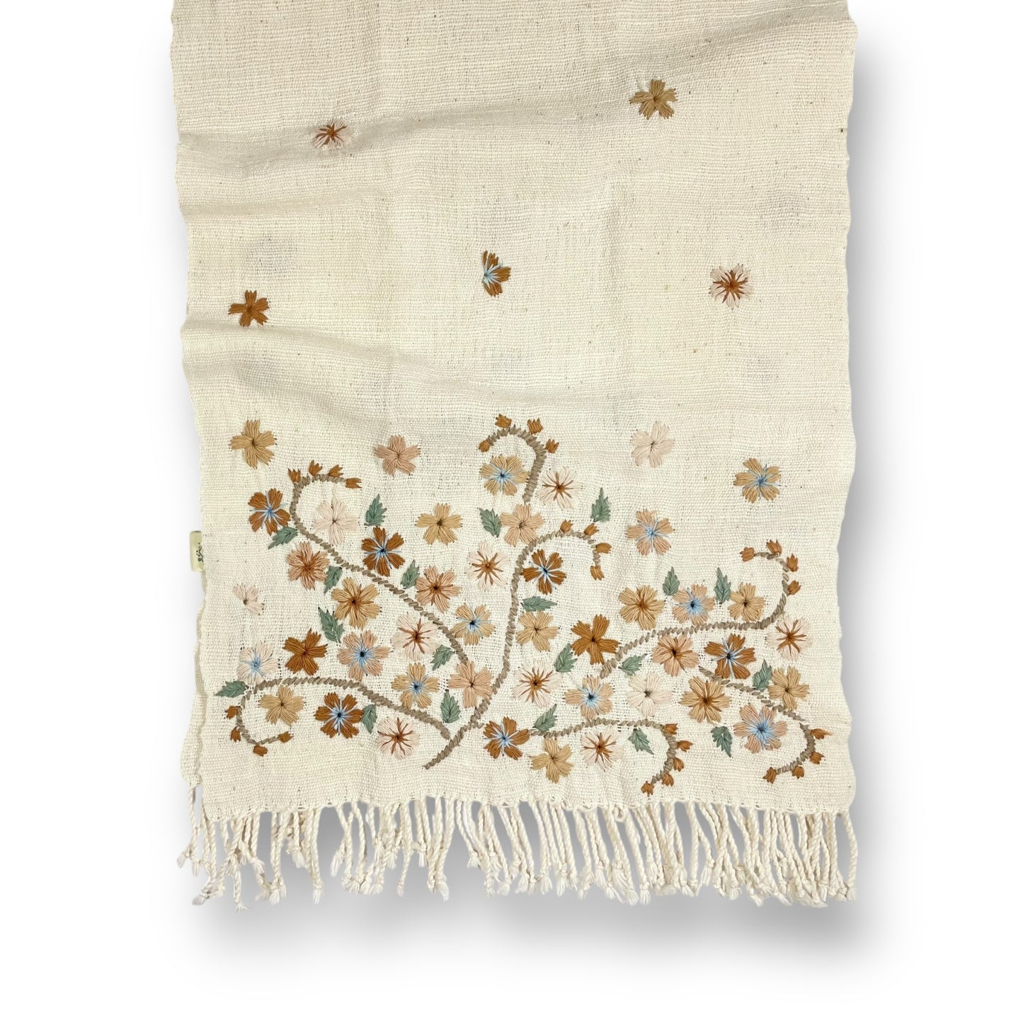 Embroidered Scarf - Floral White